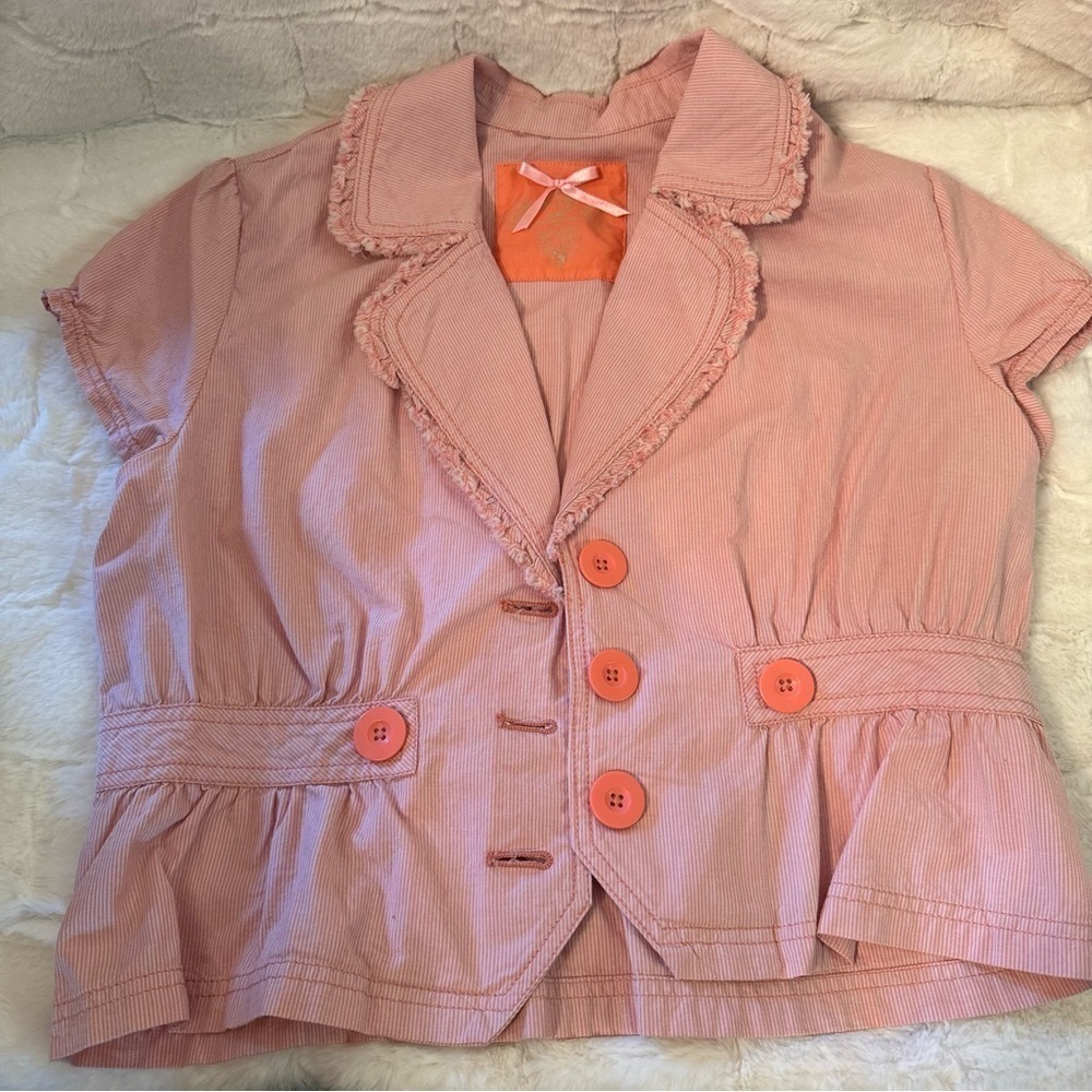 Wear it Declare it Short Sleeve Jacket. Size XL. Pink/ White Striped. New - Picture 3 of 16